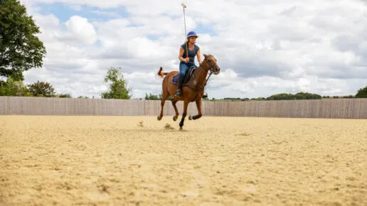 Our polo arenas have boarded fence lines with rounded corners, and tight surfaces for quick turns and stops.